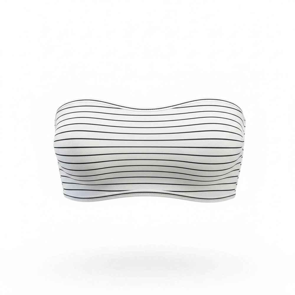 American‎ Apparel Stripe Bandeau Bikini Top Size M White Black Swim